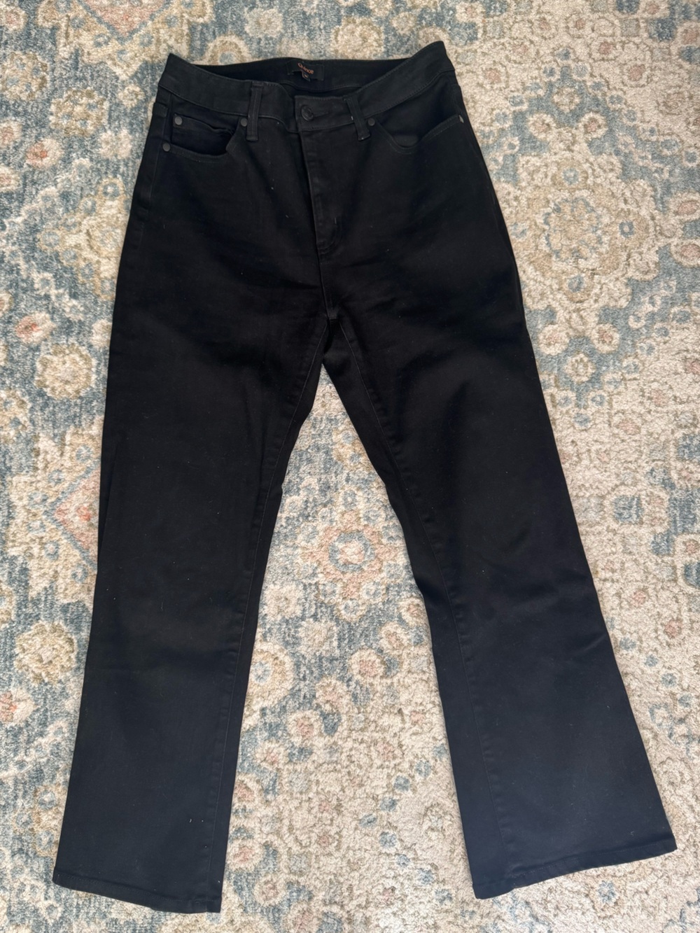 Quince Black Stretch High Rise Kick Flare Jeans - 26” inseam